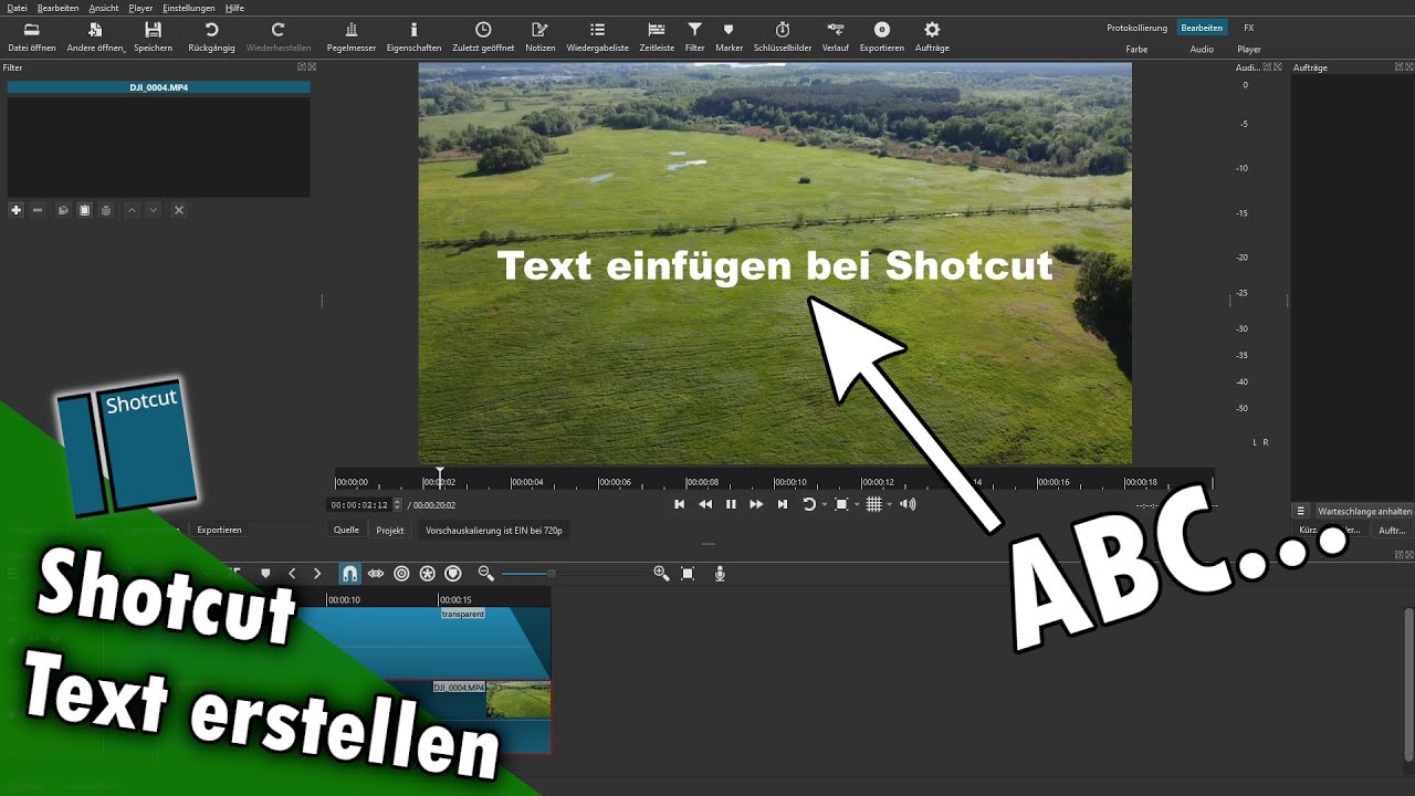 Bei Shotcut Text einfügen #2.