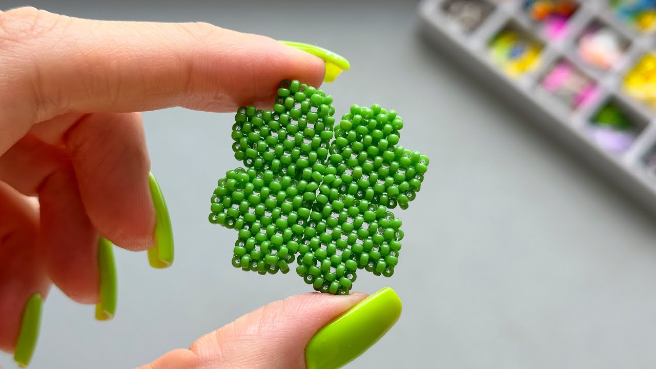 🍀Beaded Four Leaf Clover. Tutorial