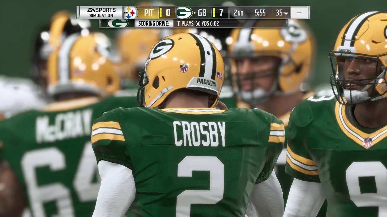 Madden 19 Green Bay Packers vs Pittsburgh Steelers -  First Half Gameplay (Xbox One)