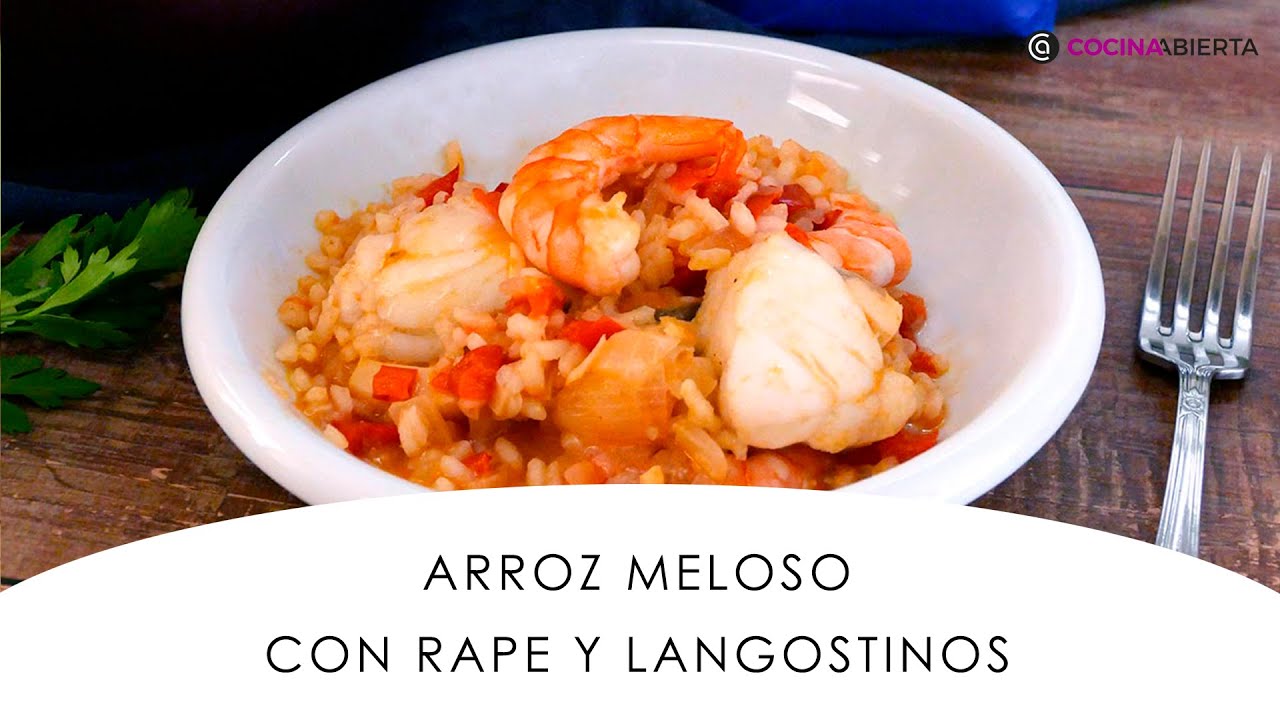 ARROZ meloso con rape y langostinos 🦐 Un arroz muy sabroso y fácil de hacer
