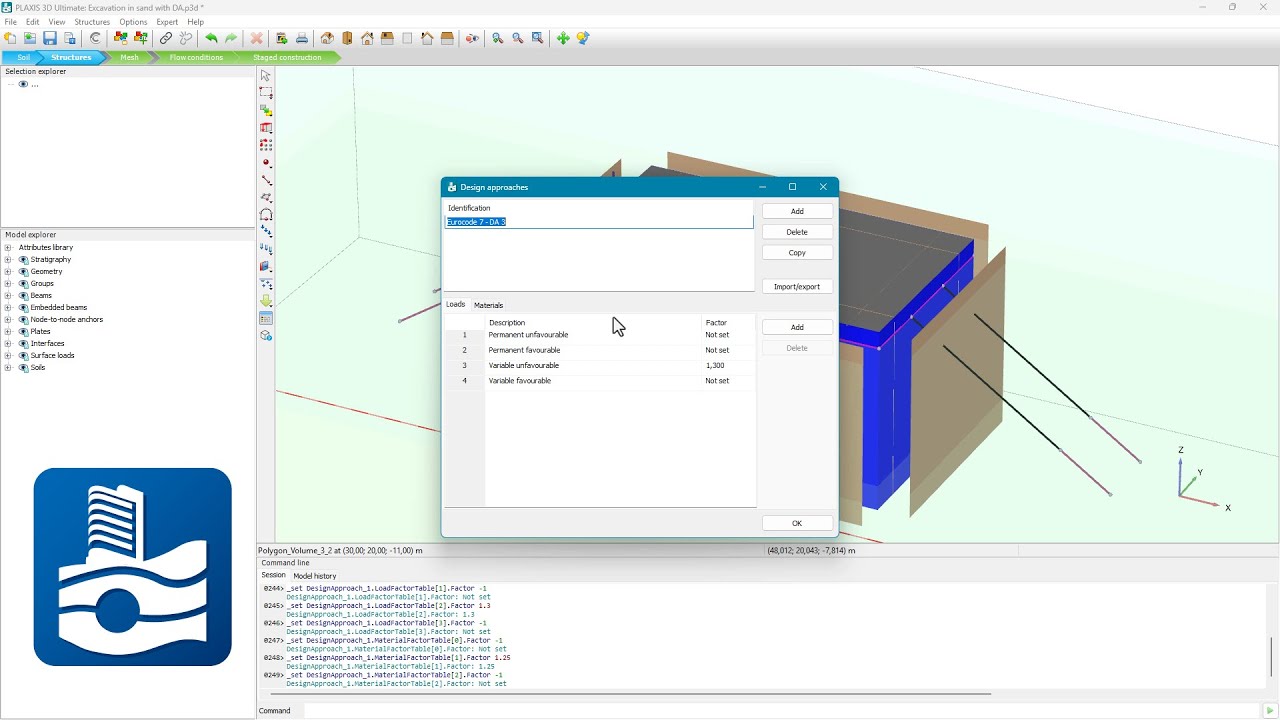 Design according to national codes with PLAXIS 3D