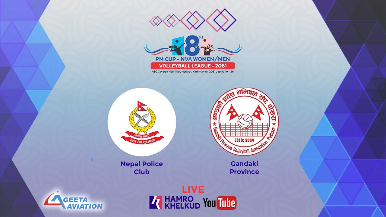 Police vs Gandaki : Men's Match 28 - 8th PM Cup NVA Volleyball League 2081