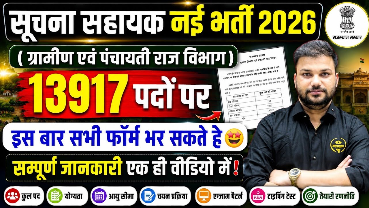 Rajasthan Suchna Sahayak Vacancy 2026 | 13917 पदों पर |IA Eliligbility, Syllabus, Exam Pattern
