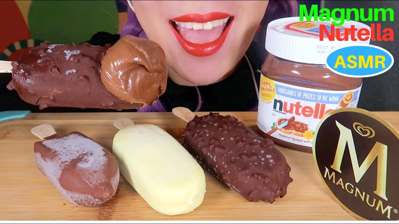 ASMR 매그넘 아이스크림+누텔라 먹방| MAGNUM WITH NUTELLA EATING SOUND|CURIE. ASMR