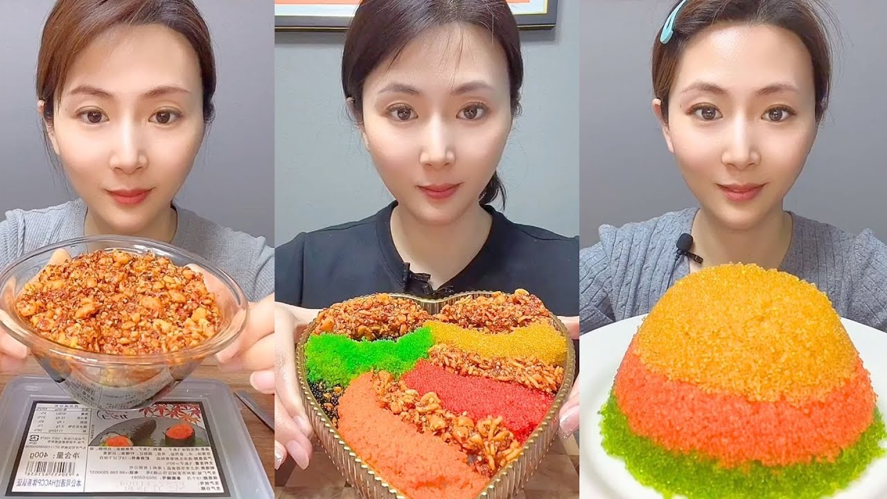 Chinese Colorful Fish Roe & Spicy Seafood ASMR | Crunchy Eating Sounds #43