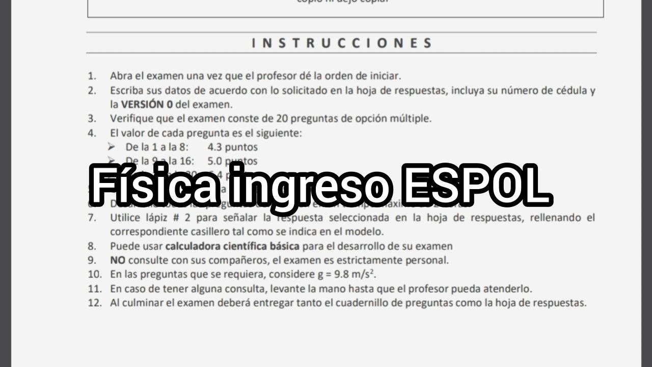Ingreso a ESPOL FISICA