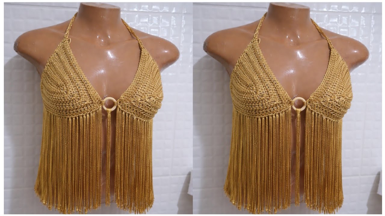 🧶⭐️💫Passo Passo Cropped com franjas #carnaval fio #encanto #circulo 💫⭐️🧚🏻‍♀️- canhoto.