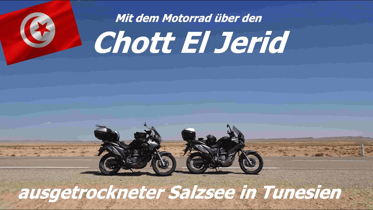 Chott El Jerid, mit dem Motorrad &uuml;ber den ausgetrockneten Salzsee in Tunesien, Honda XL 700 Transalp