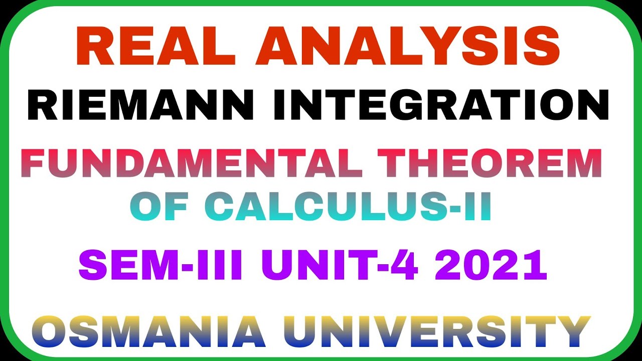 #fundamental theorem of Integral Calculus-II || Riemann Integration || OU
