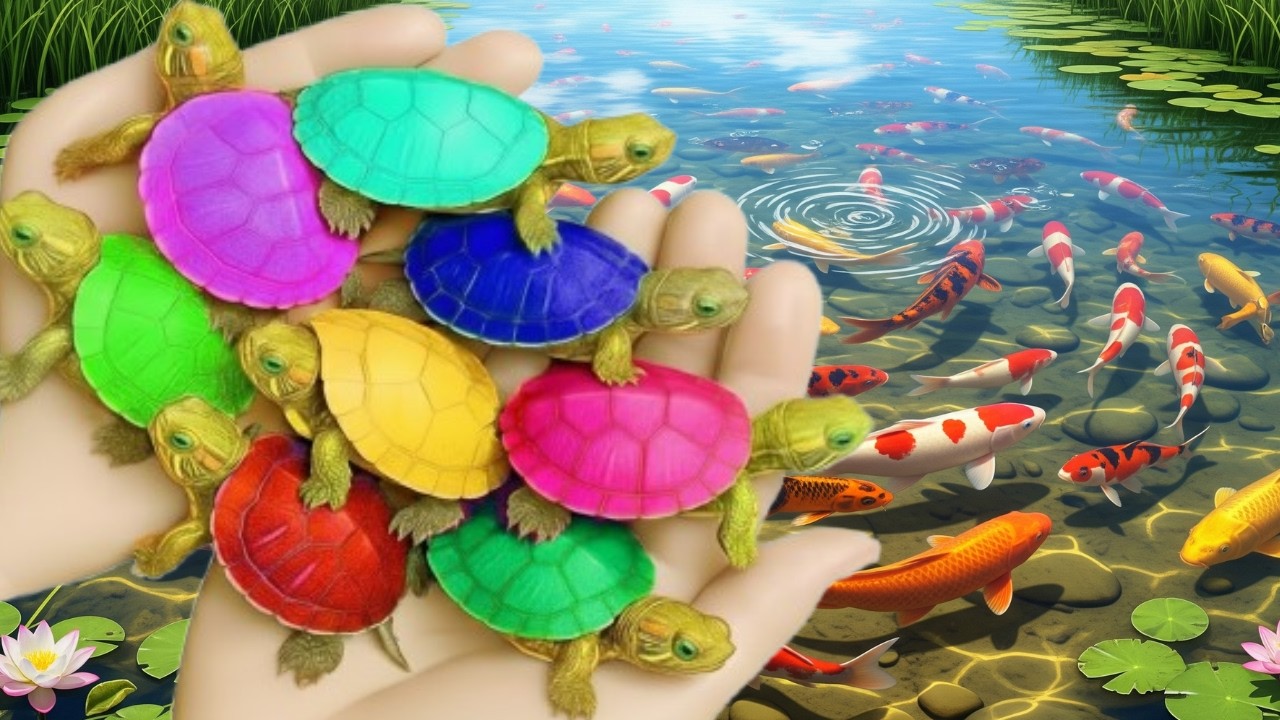 Serok ikan warna-warni dalam kolam, ikan hias air tawar, ikan mas, ikan koi, ikan komet, lobster