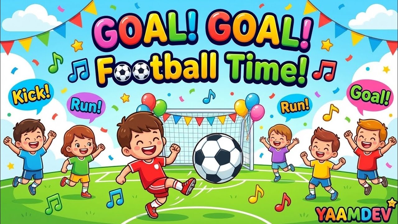Goal! Goal! Football Time  | Fun Kids Football Rhyme | nursery rhymes Yaamdev