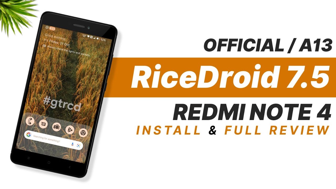 RiceDroid 7.5 Official For Redmi Note 4 | Android 13 | Best Rom | Install & Full Review