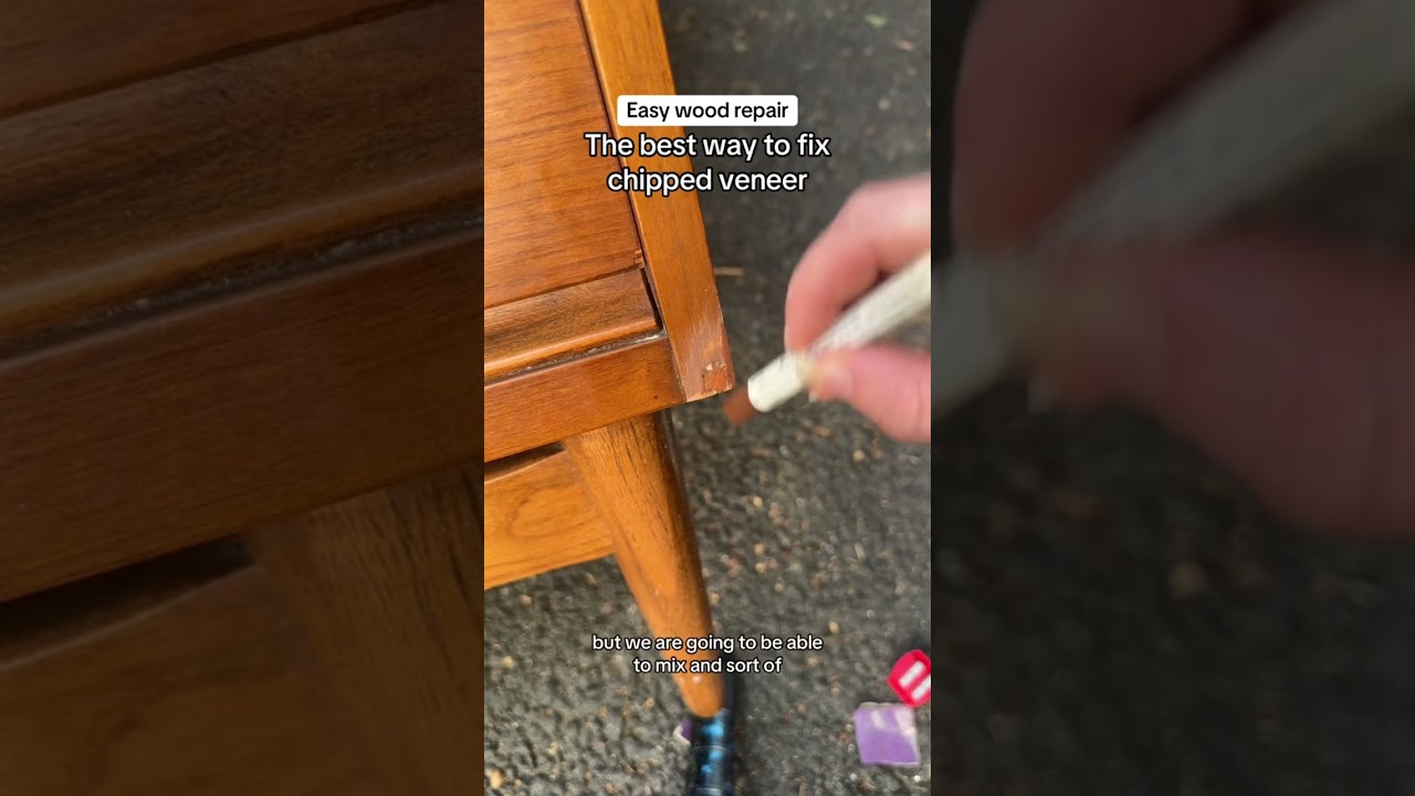 Fixing chipped veneer: Woodwork made easy for ya! #furnituremakeover #woodworking