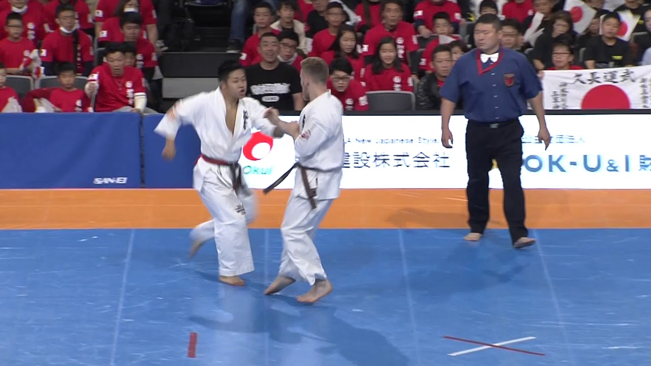 Court1 2nd Round28 man Ryuki Ushirosako vs Rasmus  Bergström The 12th World Karate Championship