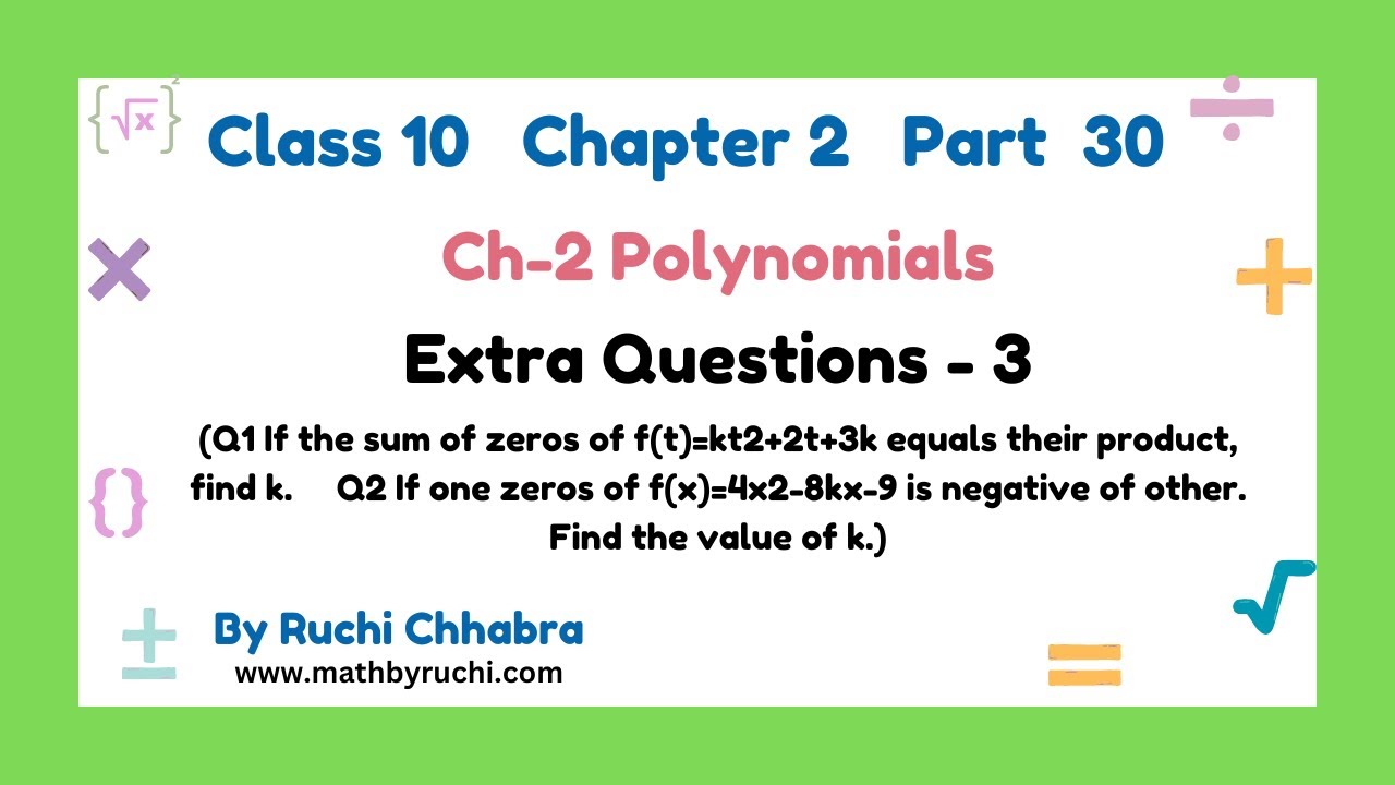 Important Polynomial Problems, Chapter 2, Polynomials, Class 10|2023-2024|CBSE|Ruchi Chhabra