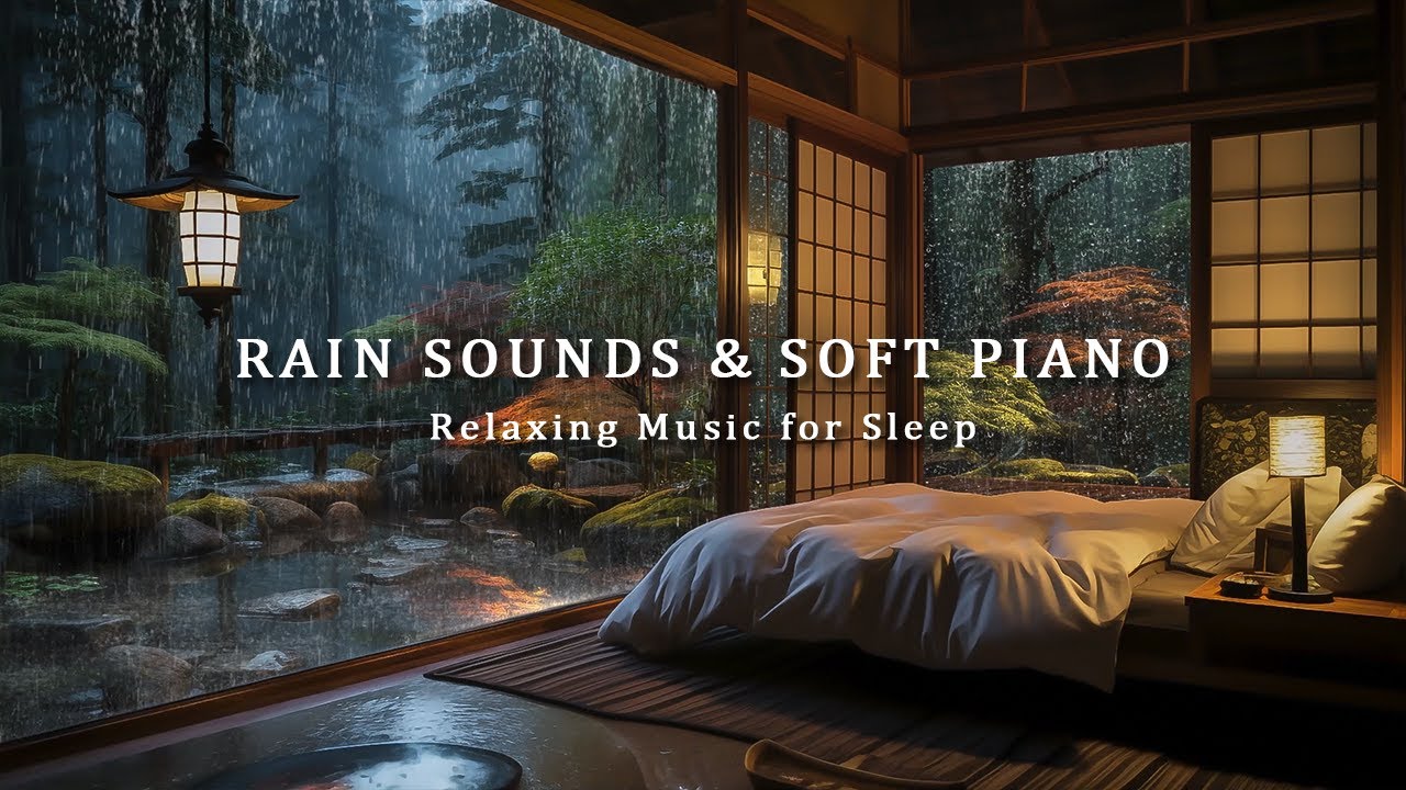Peaceful Piano & Soft Rain Sounds - Relaxing Sleep Music for Relieves Stress, Anxiety and Depression