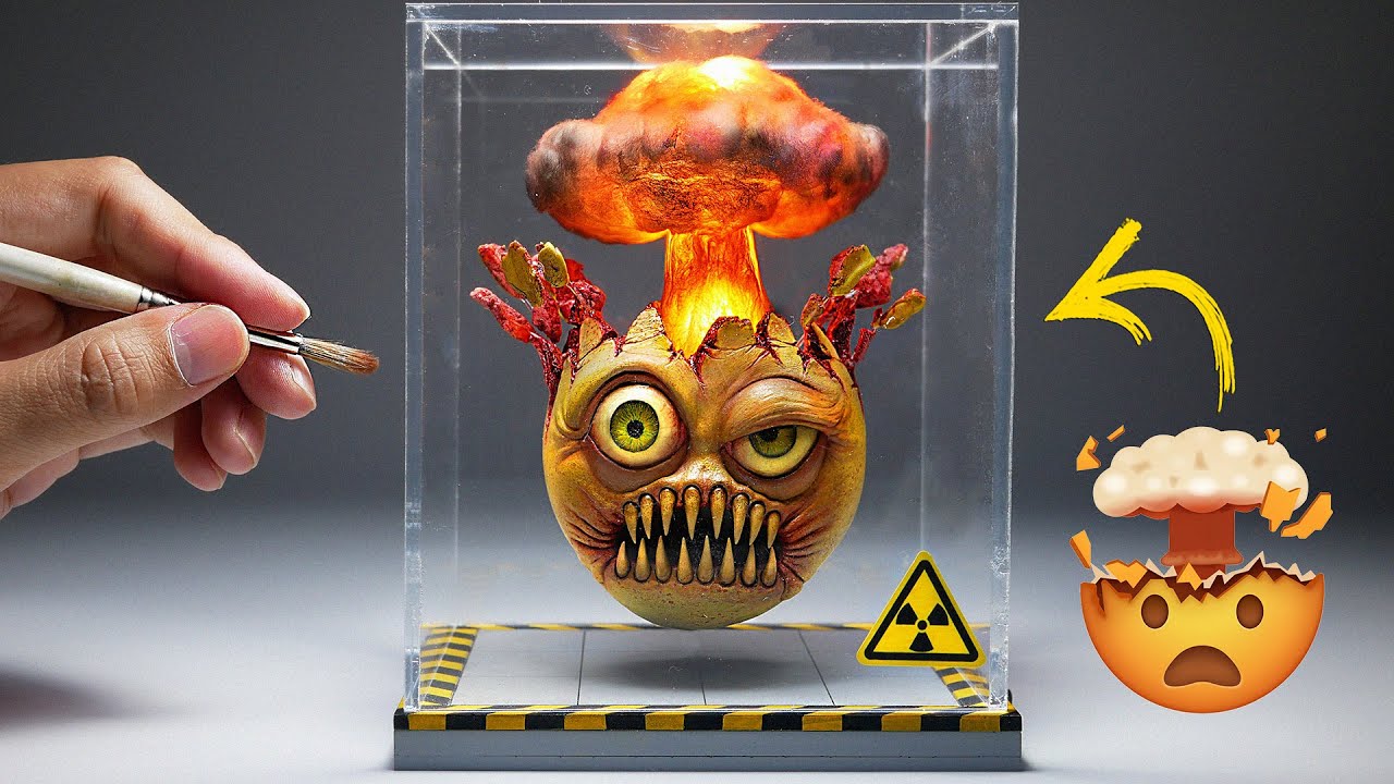 Diorama of realistic Explode EMOJI in the laboratory