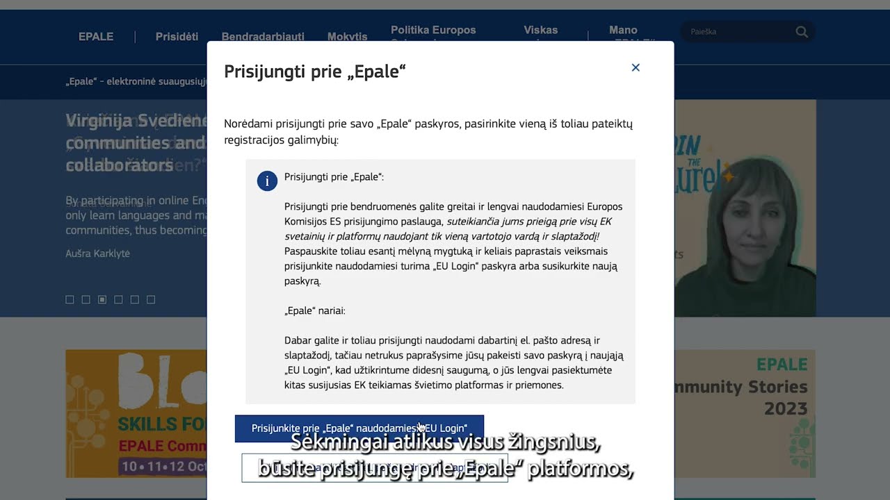 Kaip užsiregistruoti platformoje „Epale“?