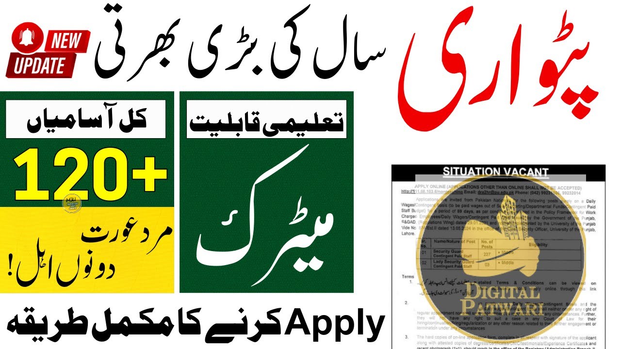 Patwari Jobs 2025 | Patwari Jobs in Punjab 2025 | Patwari Jobs in Punjab 2025 Pakistan | Govt Jobs