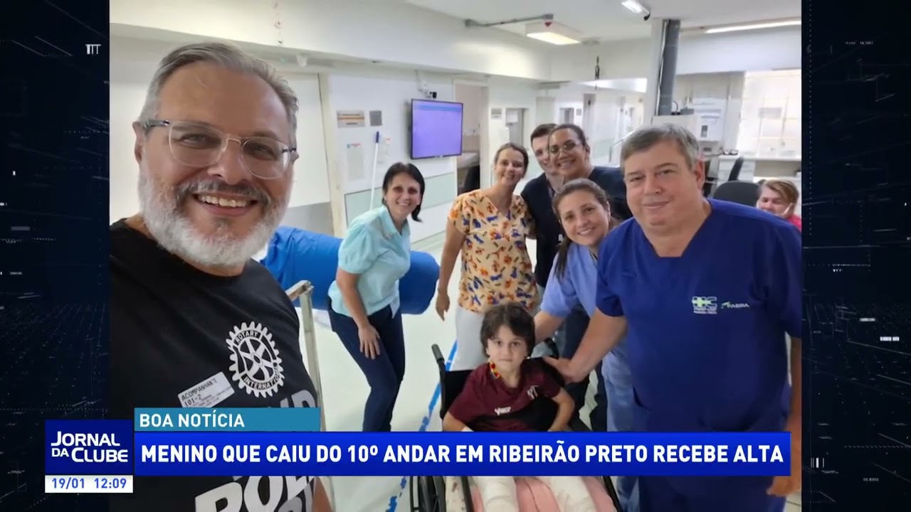Menino que caiu do 10º andar em Ribeirão Preto recebe alta - Jornal da Clube (19/01/2026)