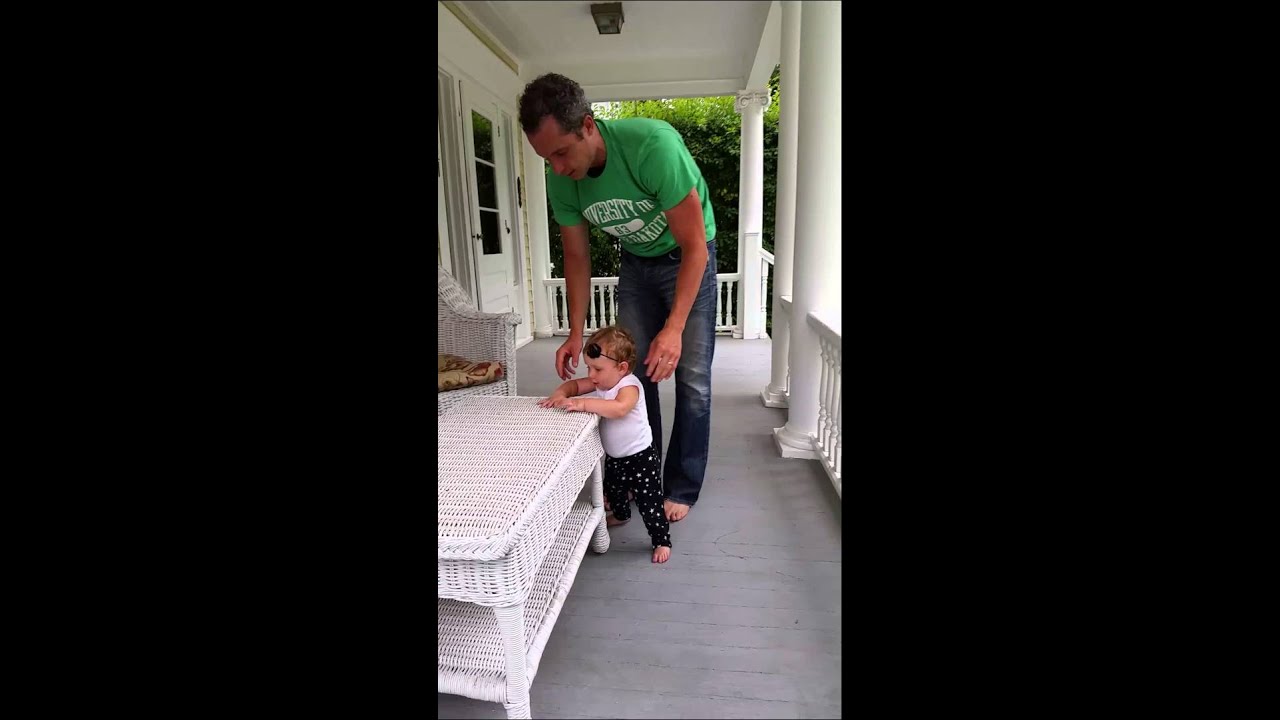 Walking on our new front porch.