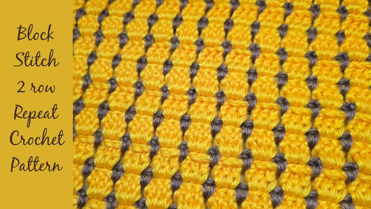 Block Stitch 2 Row Repeat Crochet Pattern | How to Crochet In 2 Colors | Crochet Blanket