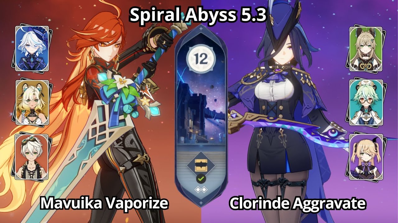 C0 Mavuika Vaporize & F2P C0 Clorinde Aggravate - Spiral Abyss 5.2\5.3 Floor 12 Genshin Impact