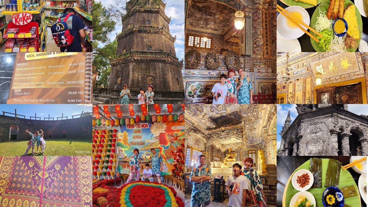 越南 中越 Huế 順化  越南最後一位皇帝墓陵天姥寺 靈姥寺 Chùa Thiên Mụ。香鄉 按摩 超市 虎園Hổ Quyền  以前老虎跟大象的羅馬競技場＆象墳墓 搭火車