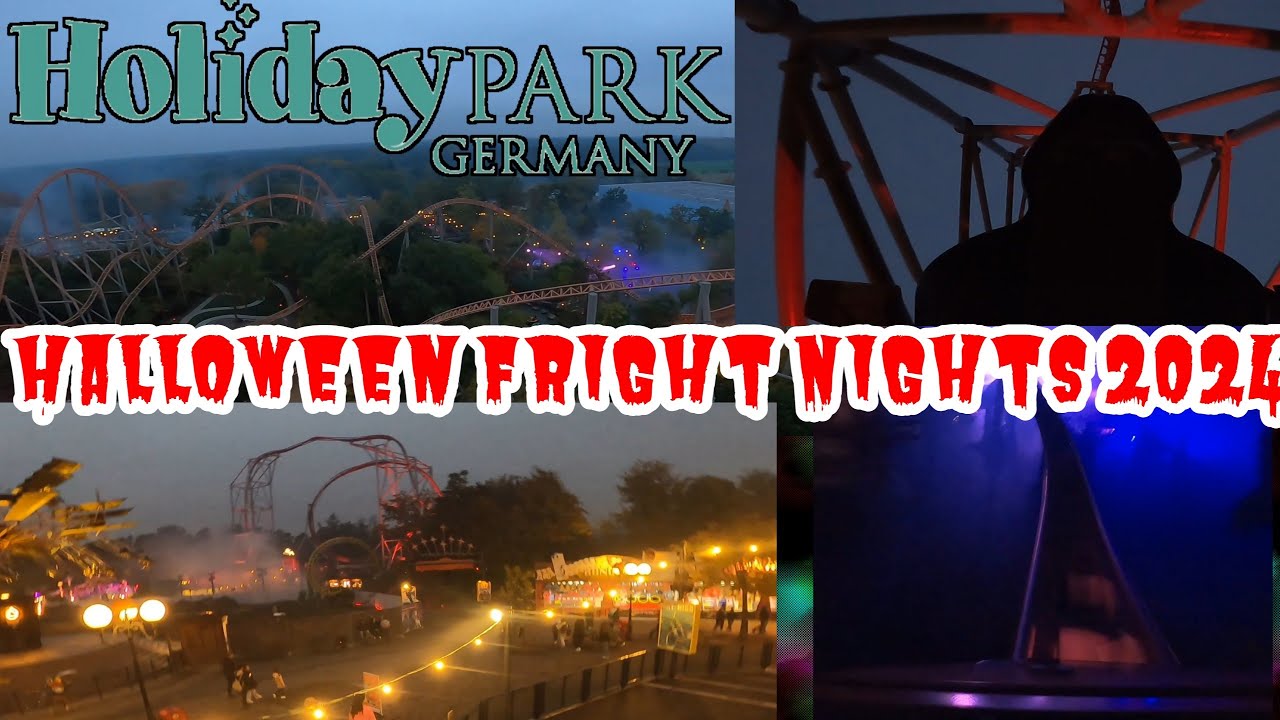 Holiday Park Fright Nights 2024 Onrides bei Nacht und Dämmerung 4K