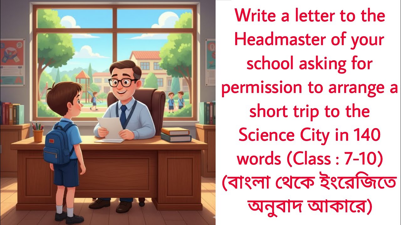 Write a letter to Headmaster asking for permission to arrange a short trip to Science City in 140