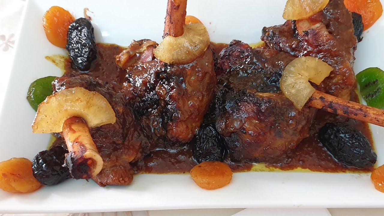 #اطباق_الضيافة اسفل فخد الغنمي معسل  souris d'agneau      caramilisée a la marocaine