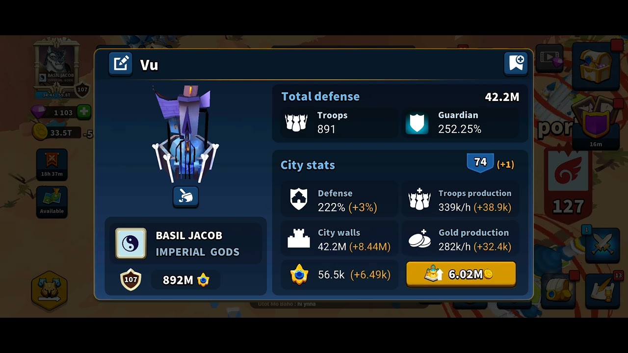 I spent 31.5 T gold on my 150 Level City in Million Lords World Conquest #viralvideo #video