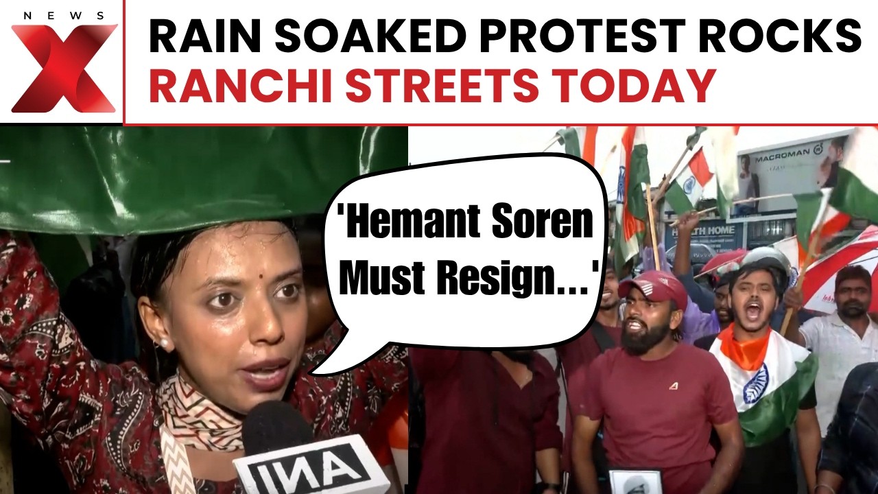 Jharkhand Protest: Students March with Tiranga in Rain-Soaked Ranchi Against Hemant Soren | NewsX
