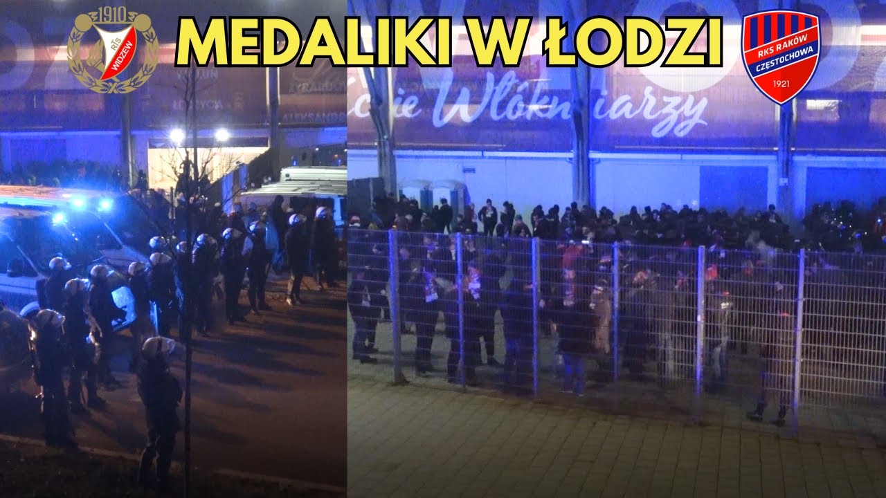 WIDZEW - RAKÓW 2024:Przyjazd i przemarsz kibiców Rakowa, przejazdy alarmowe Policji i zabezpieczenie