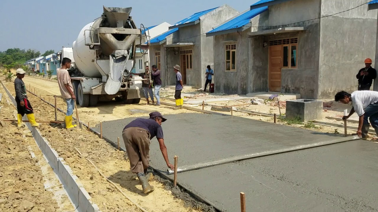Proses semenisasi rigid beton pakai beton Ready Mix