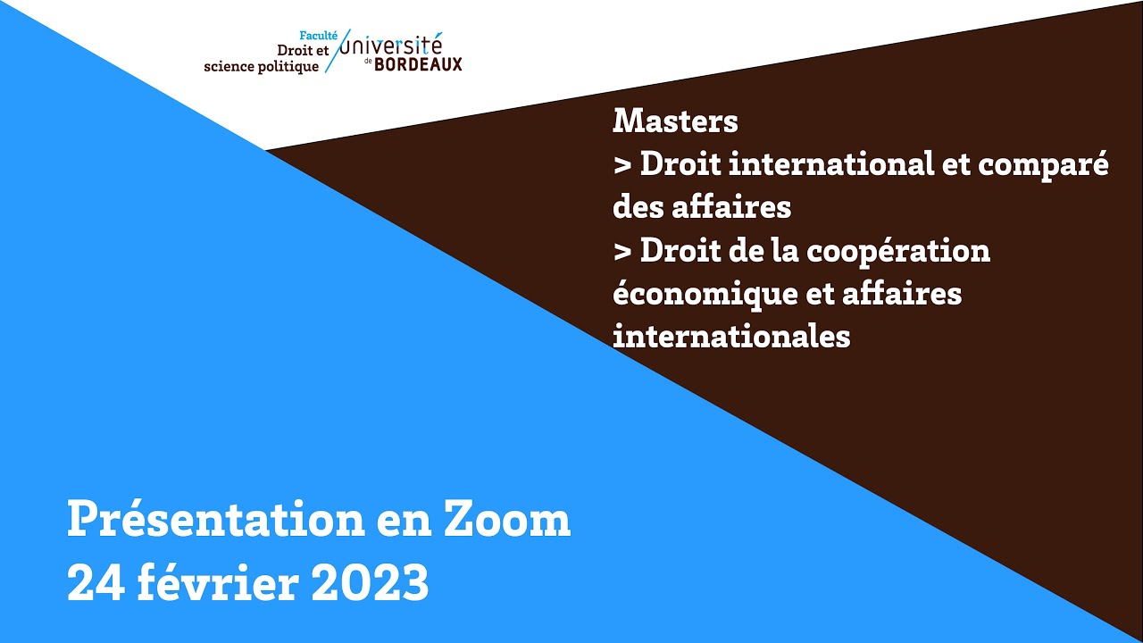 Présentation Masters Droit international & comparé des affaires/Droit de la coopération économique