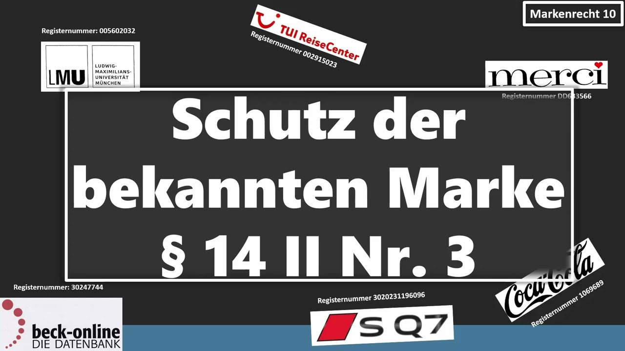 Schutz der bekannten Marke § 14 II Nr. 3 MarkenG I Markenrecht 10