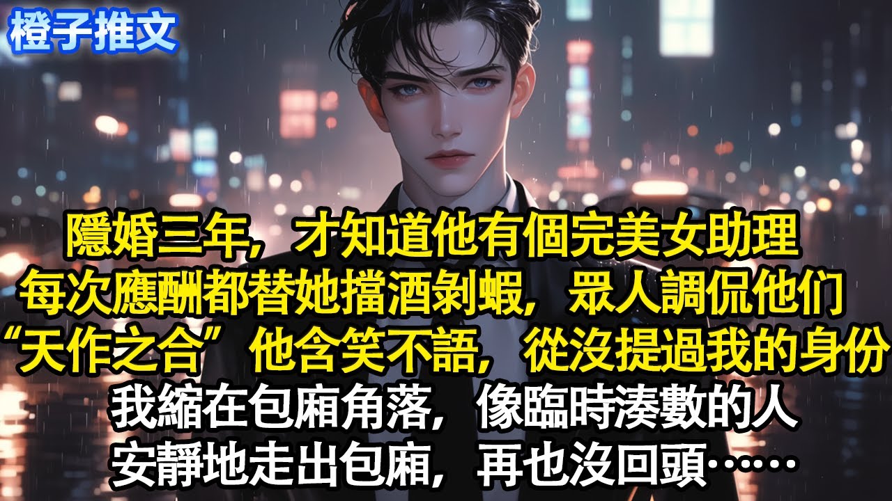 隱婚三年，才知道他有個完美女助理。每次應酬都替她擋酒剝蝦，眾人調侃他們天作之合。他含笑不語，從沒提過我的身份。我縮在包廂角落，像臨時湊數的人。安靜地走出包廂，再也沒回頭#追妻火葬場 #情感