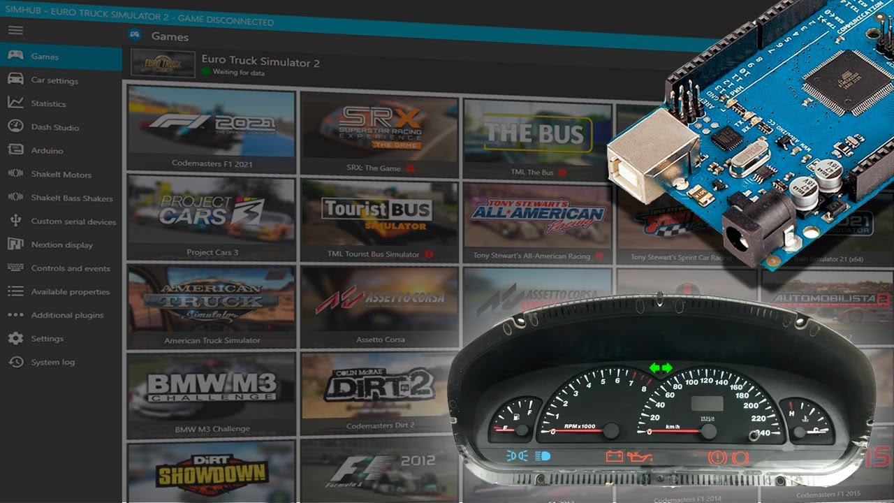 Cockpit Caseiro - LED Luz Espia e Símbolos do Euro Truck Simulator 2 ETS2 ATS com o SimHub e Arduino