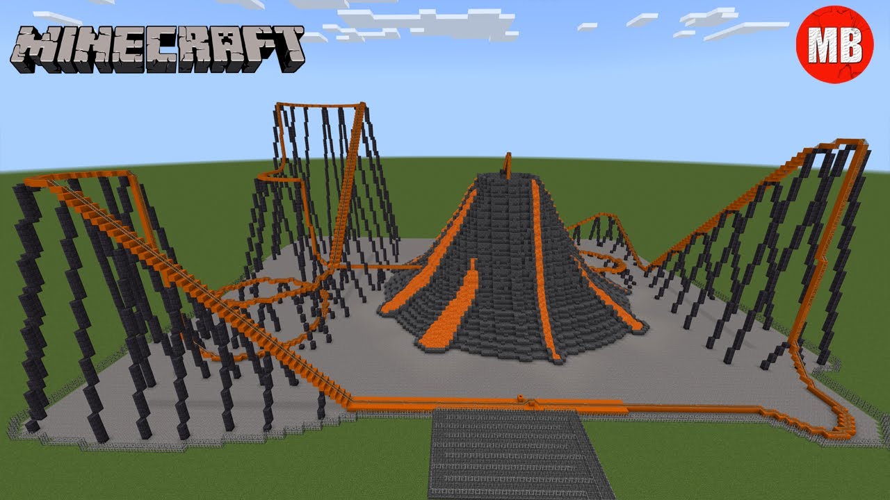 Minecraft Volcano Roller Coaster | Amusement Park Series | Full Build Tour