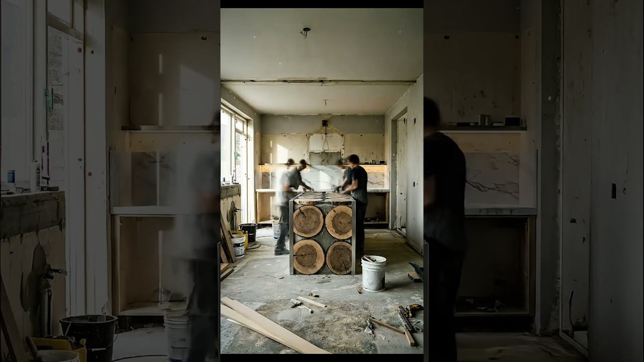 Modern Kitchen Transformation with Wood Slice IslandTrending 