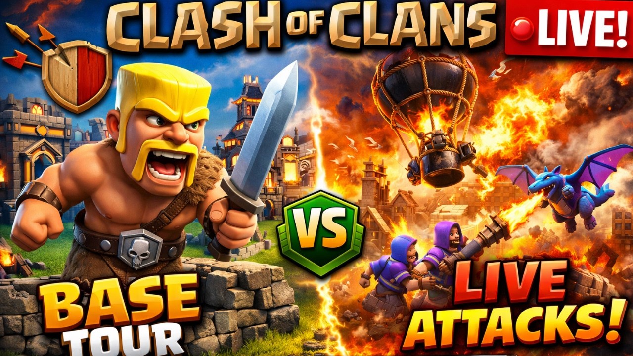 Clash of Clans Live 🔴 | Intense Attacks, War Battles & Pro | base visit