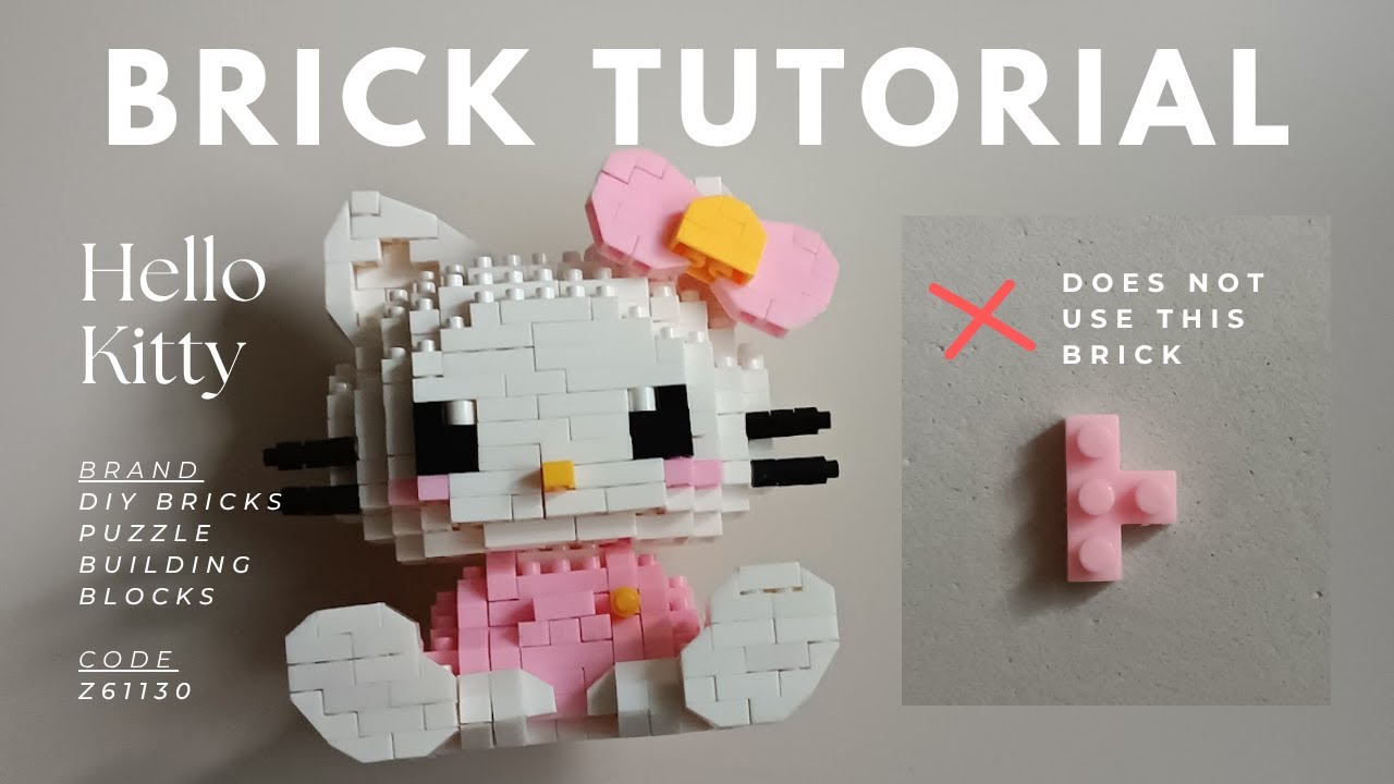 Как собрать сидящую Hello Kitty | Учебное пособие по сборке головоломки из кирпичиков своими рука...