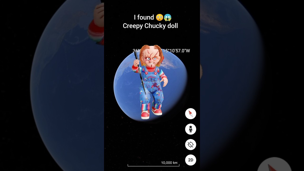 😱 Creepy chucky doll caught on google earth? #googleearth #earthsecret377