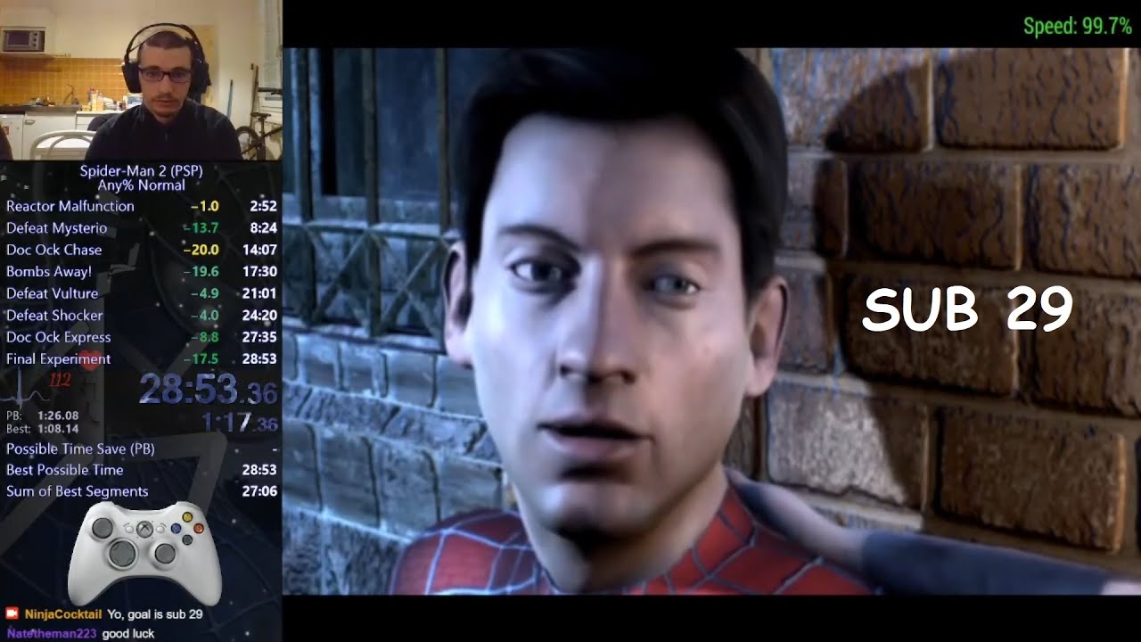 Spider-Man 2 PSP Any% Normal Speedrun in 28:52 (PPSSPP 1.11)