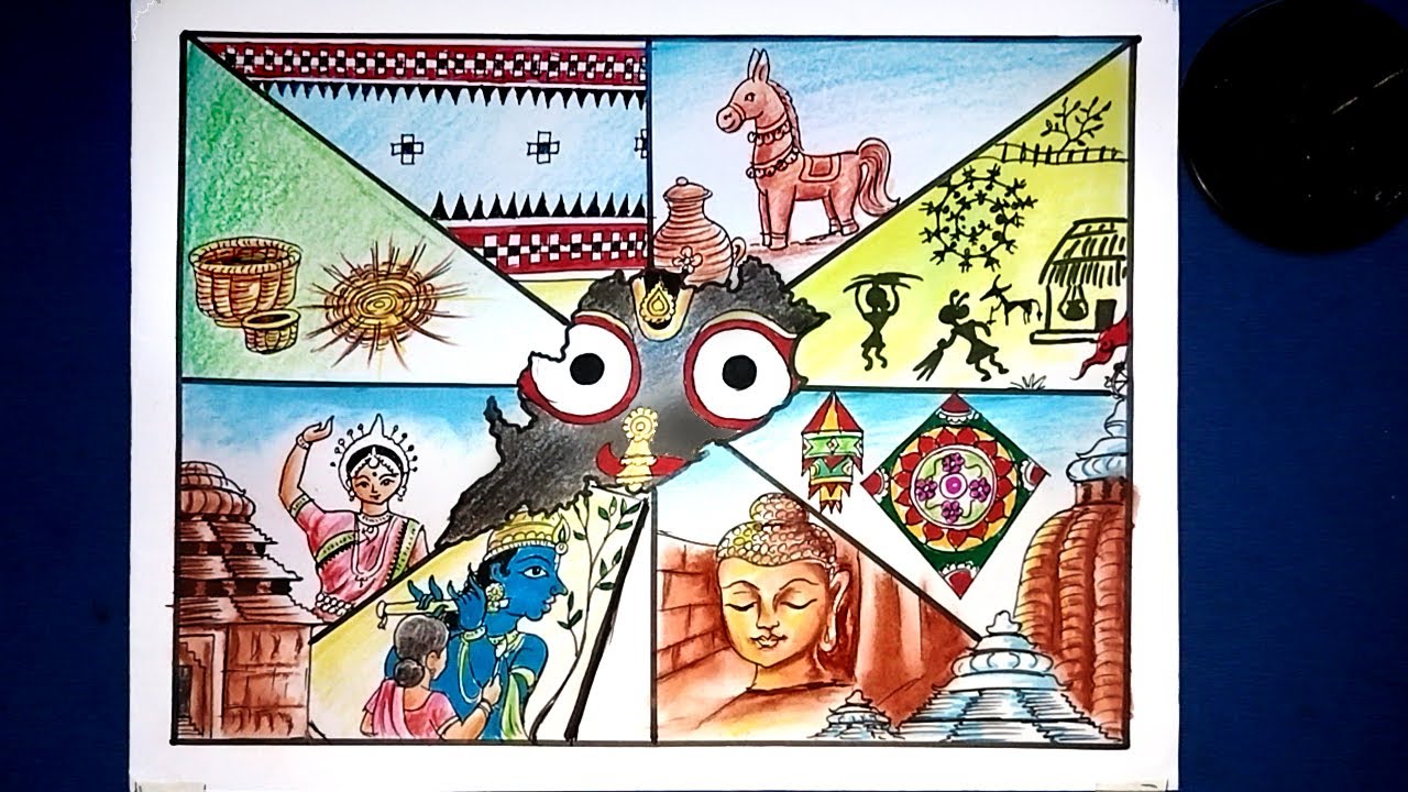 Utkal Divas Drawing | Odisha ra Lok kala | Folk art of Odisha | Famous Art & Craft of Odisha