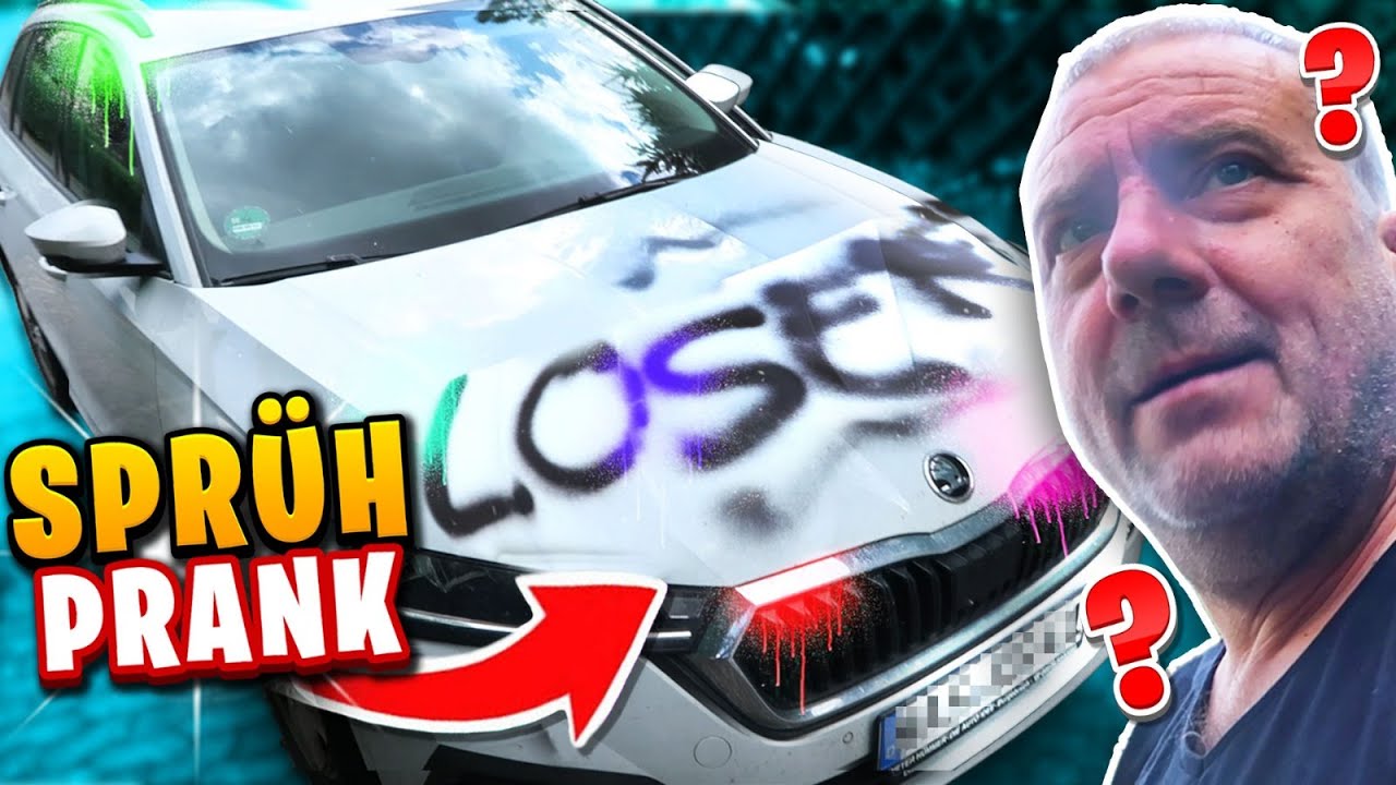AUTO BESPRÜHT Prank an Papa 🤬 (geht zu weit..)