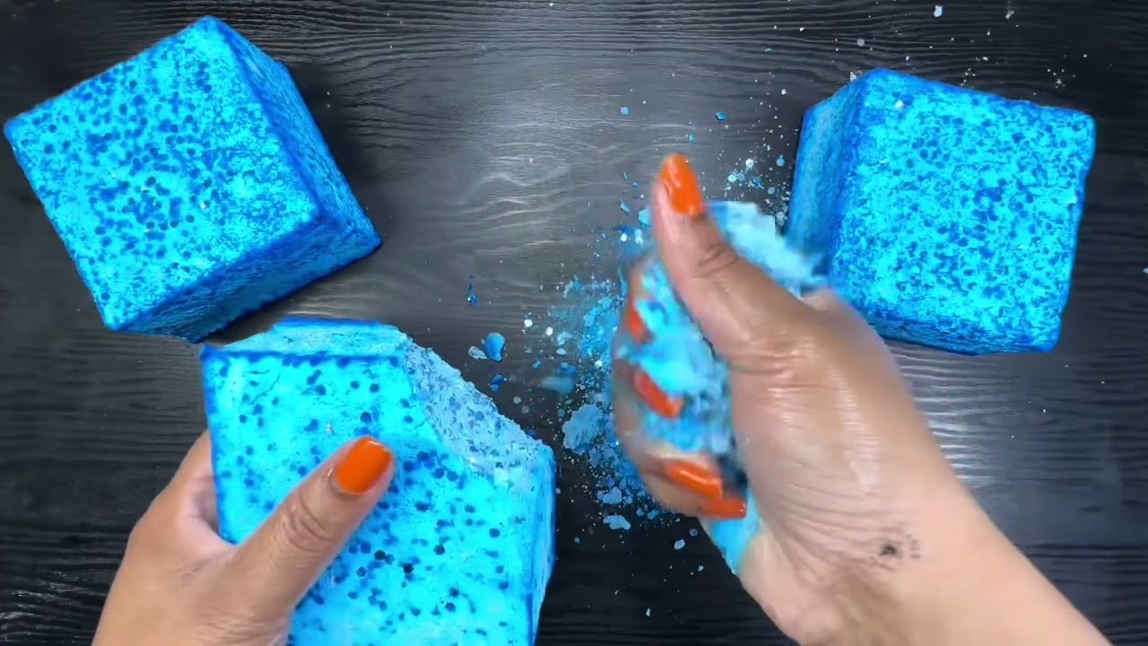 ASMR | Blue Glitter Crush Compilation | Oddly Satisfying | Stress Relief | Sleep Aid | Powder Play 