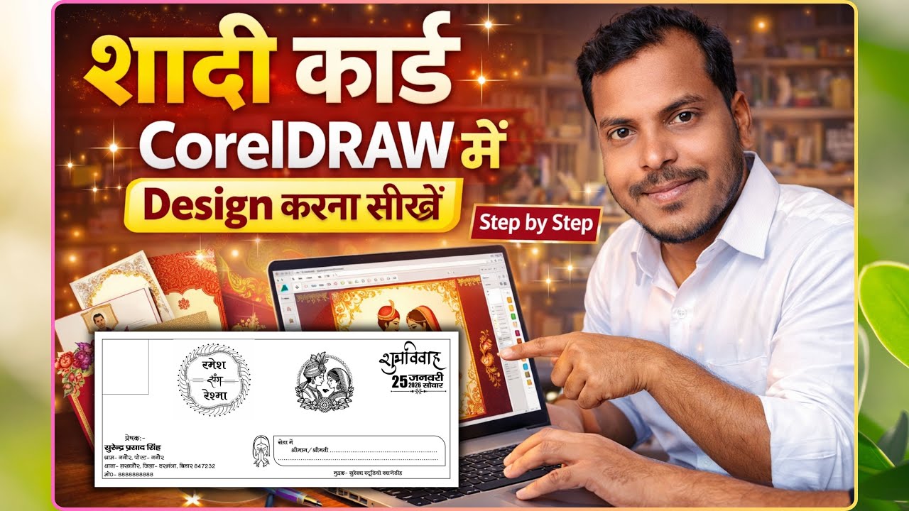 शादी कार्ड Design कैसे बनाएं CorelDRAW में | Full Tutorial Hindi I Shadi card design banana sikhe