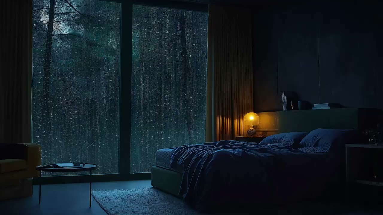 🎶🌧️ Relaxing Piano Rain Bedroom | Cozy Rain Window Ambience – 3 Hours | Deep Sleep Meditation Focus